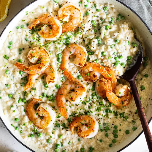 Easy prawn risotto with peas