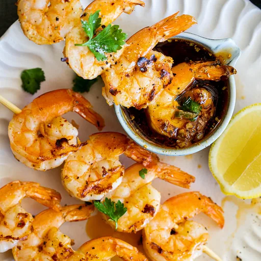 Brochetas de Gambas a la Parrilla