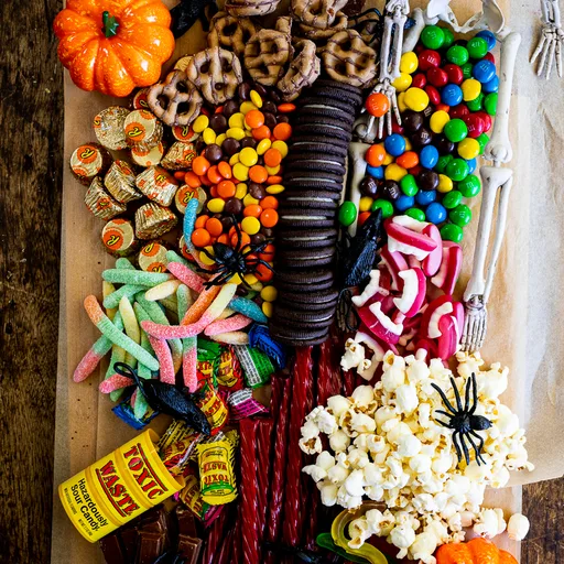 Tabla de embutidos y golosinas para Halloween