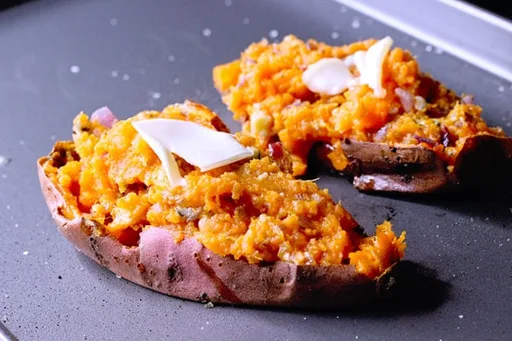 Twice baked sweet potatoes with blue cheese (Sip Bite Go)