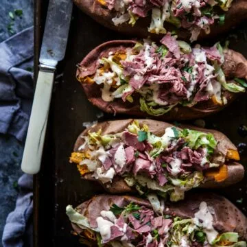 Corned Beef Stuffed Sweet Potatoes