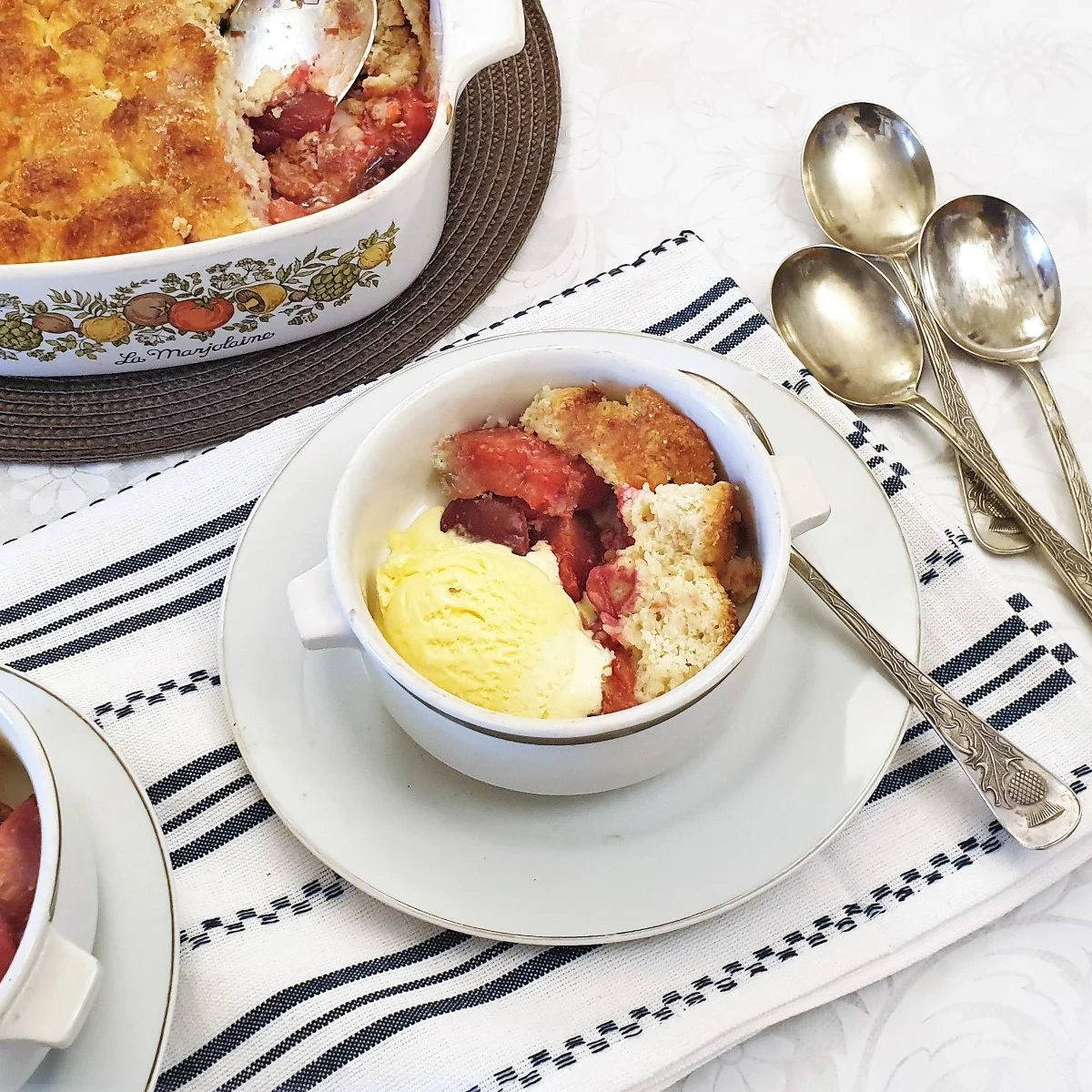 Old fashioned plum cobbler