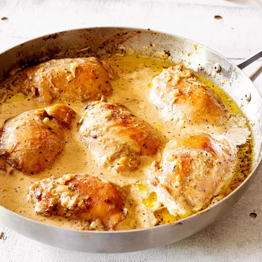 Pollo a la mostaza (muslos de pollo a la mostaza de Dijon)