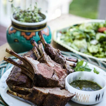 Grilled Rack of Lamb with Mint Chimichurri