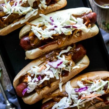 Loaded Barbecue Bison Hot Dogs