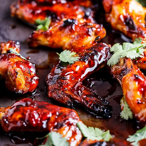 Alitas de pollo glaseadas con sriracha y miel