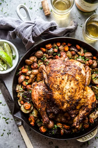 Pollo a la mexicana en una sola sartén