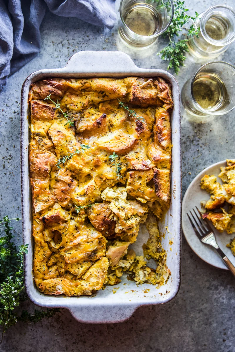 Pumpkin and Smoked Cheddar Strata