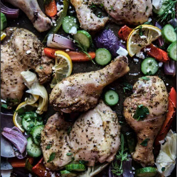 Souvlaki de pollo a la bandeja