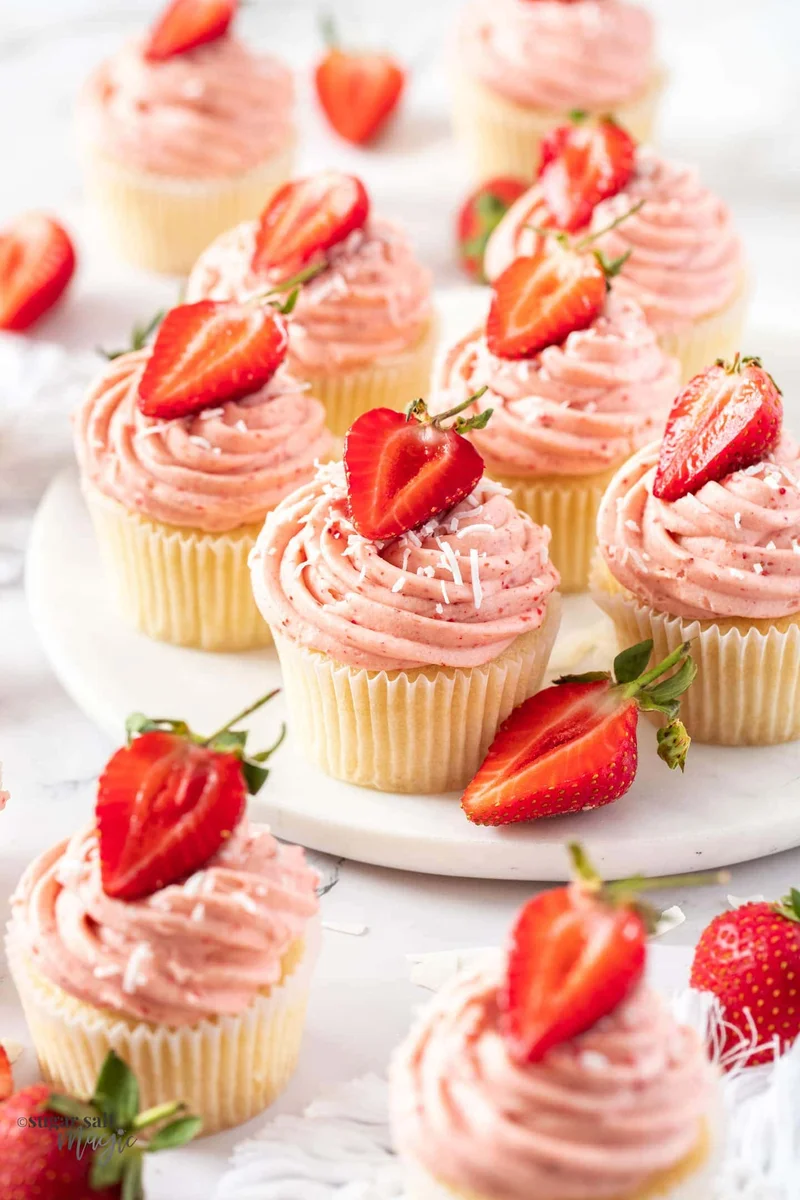 Coconut Strawberry Cheesecake Cupcakes