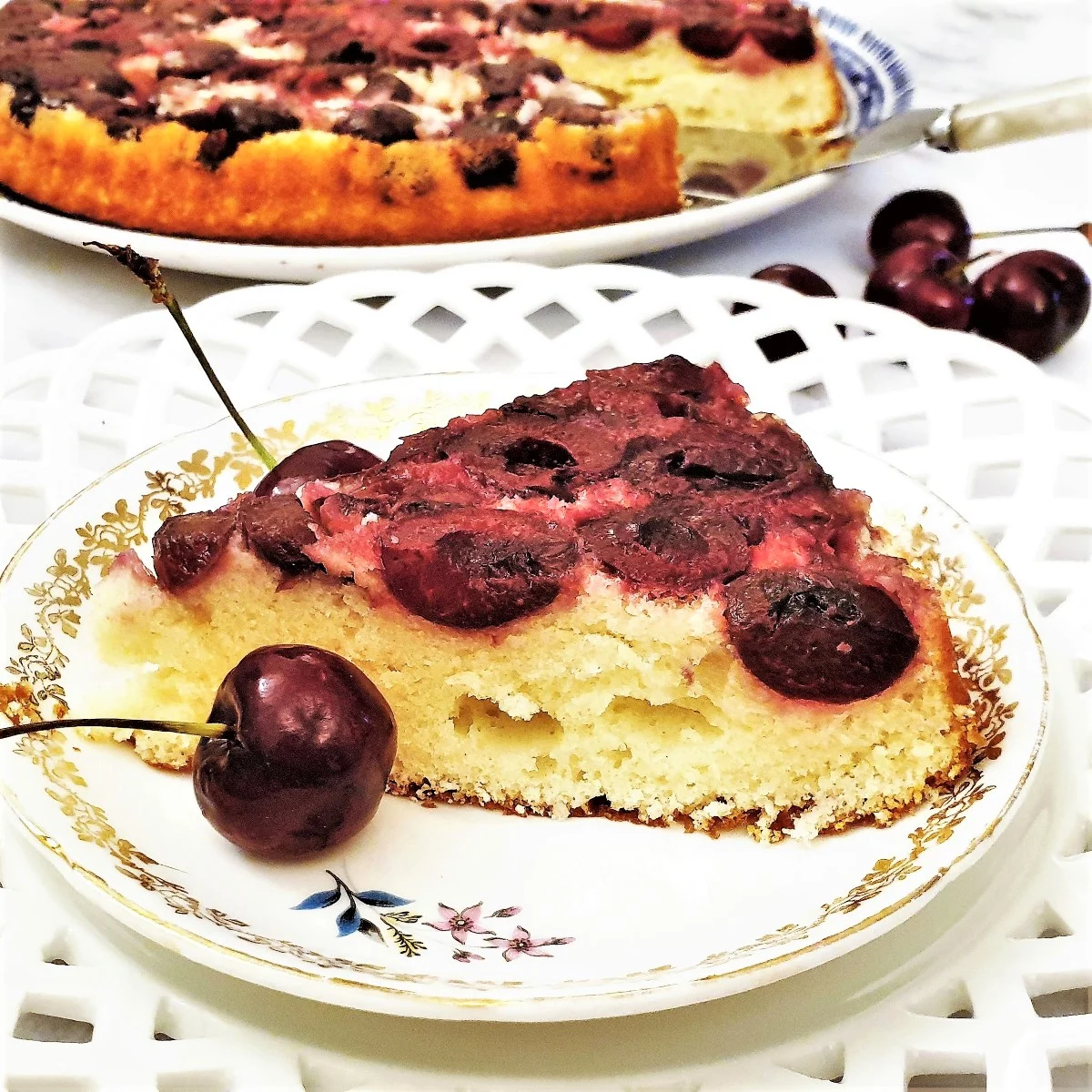 Upside-down cherry cake