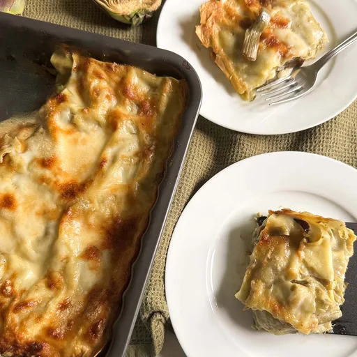 Lasaña de alcachofas (Receta italiana con salsa bechamel)