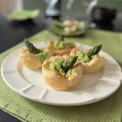 Asparagus Puff Pastry Baskets with Parmigiano Cream