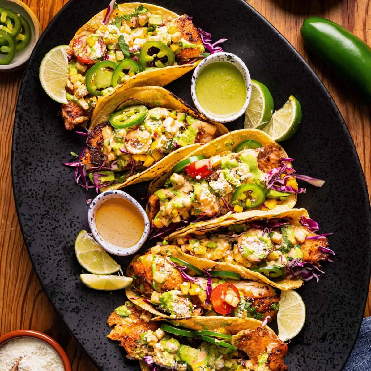 Fish Tacos with Creamy Cilantro Lime Sauce