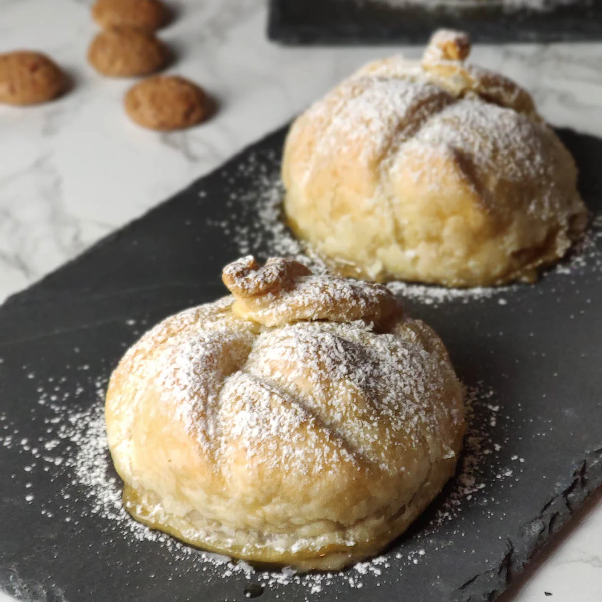 Baked Apple in Puff Pastry with Amaretti and Jam