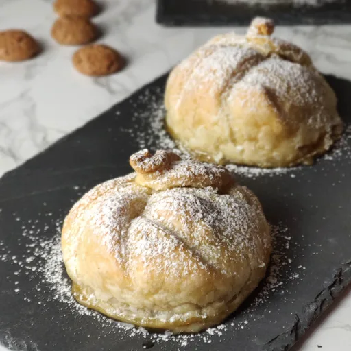 Manzana al horno en hojaldre con Amaretti y mermelada