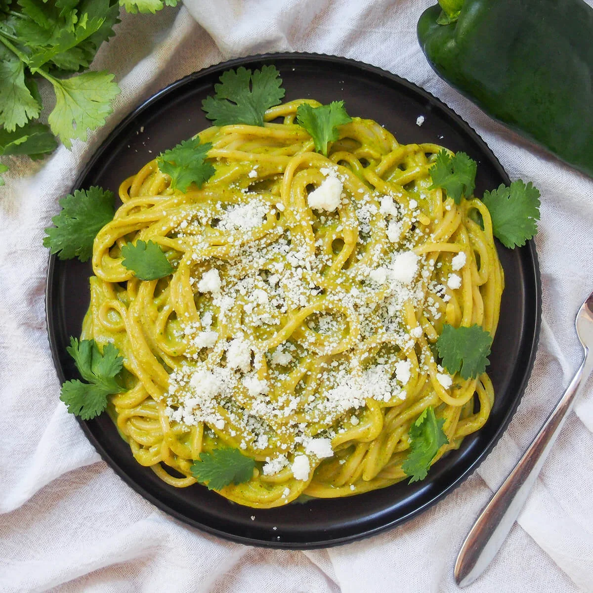 Espagueti verde (Mexican green spaghetti)
