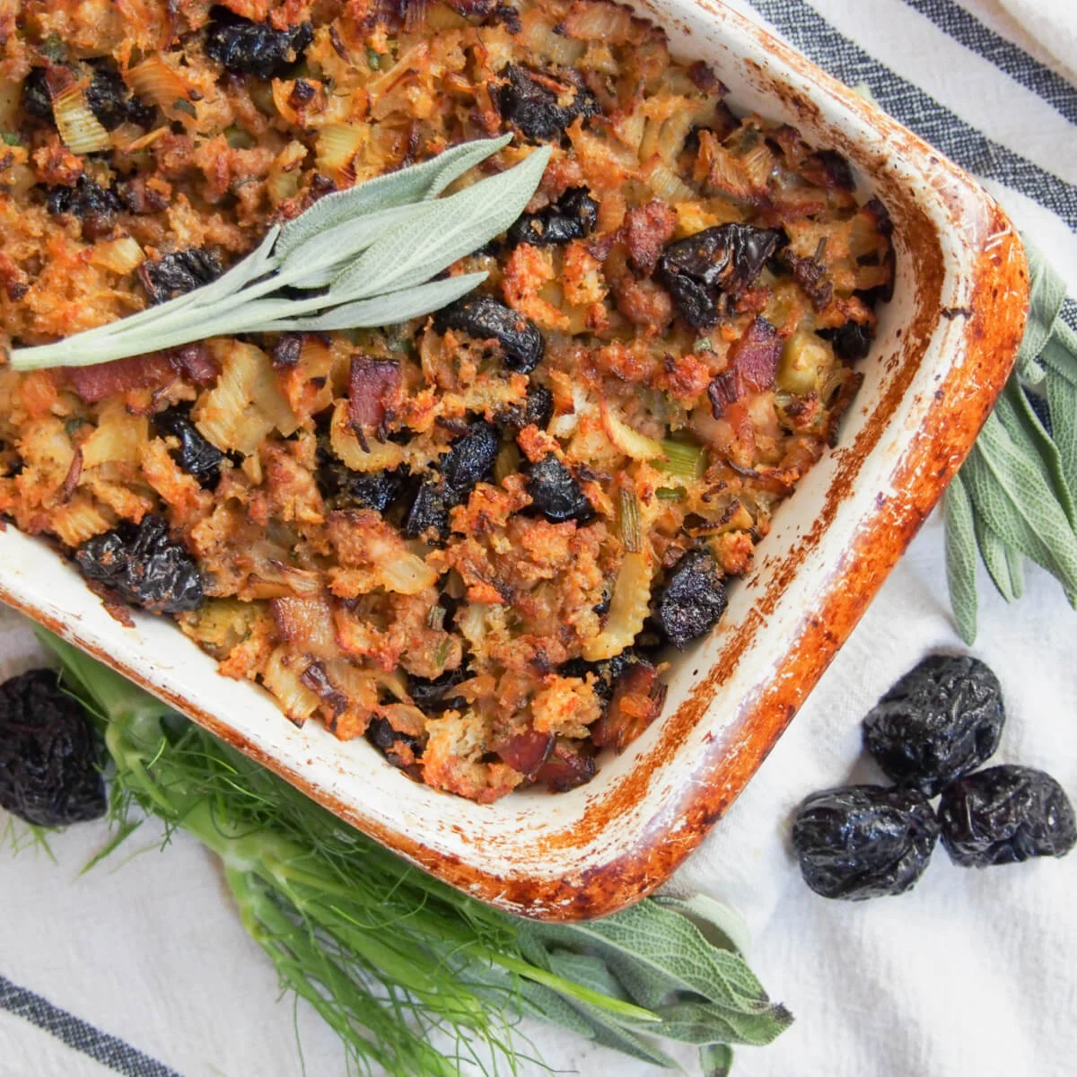 Fennel prune and pork stuffing