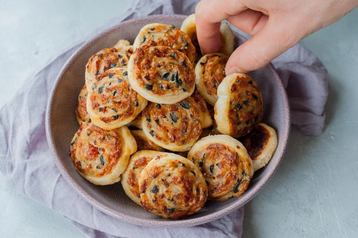 Puff Pastry Pinwheels with Olives and Sun-dried Tomatoes
