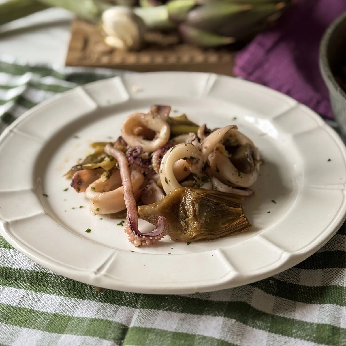 Calamari with Artichokes (Authentic Italian Recipe)