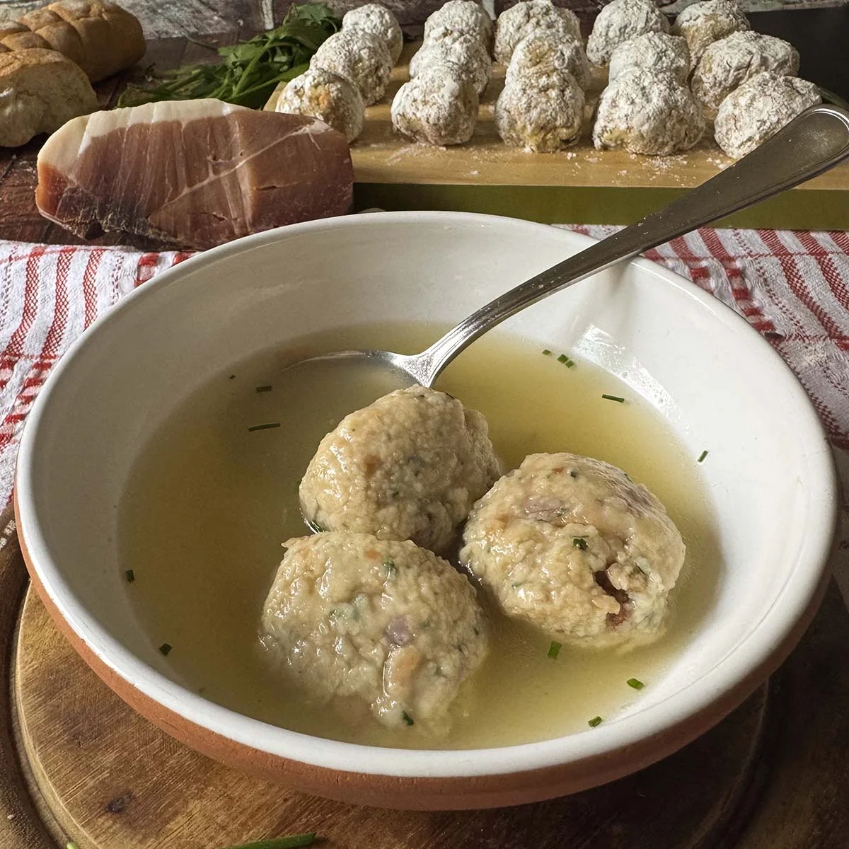 Canederli: Traditional Tyrolean Bread Dumplings with Speck