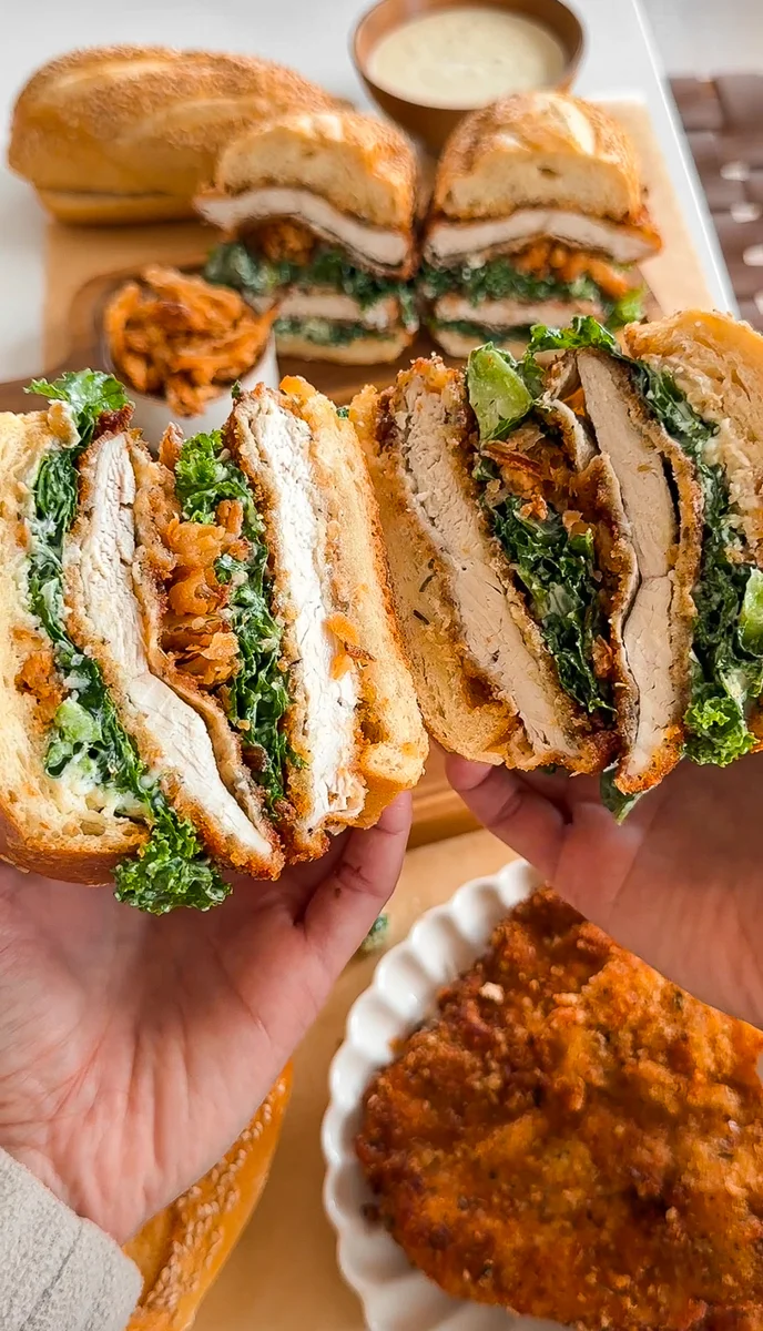 Chicken Cutlet Kale Caesar Sandwich