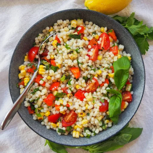 Israeli couscous salad with grilled vegetables