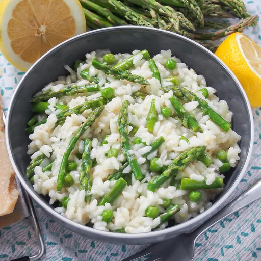 Risotto de limón y espárragos