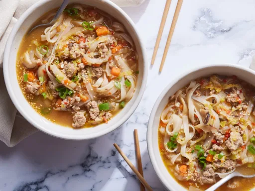 Healthy 40-Minute Pork, Pepper and Rice Noodle Soup