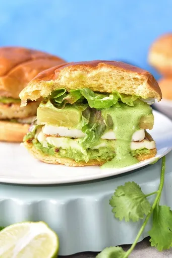 Halloumi Burgers (with pineapple and avocado)