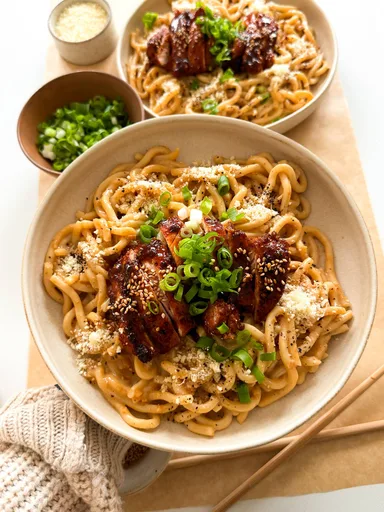 Garlic Noodles with Teriyaki Chicken