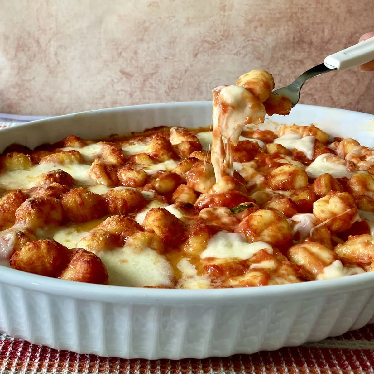 Gnocchi alla Sorrentina (Baked Gnocchi with Tomato & Mozzarella)