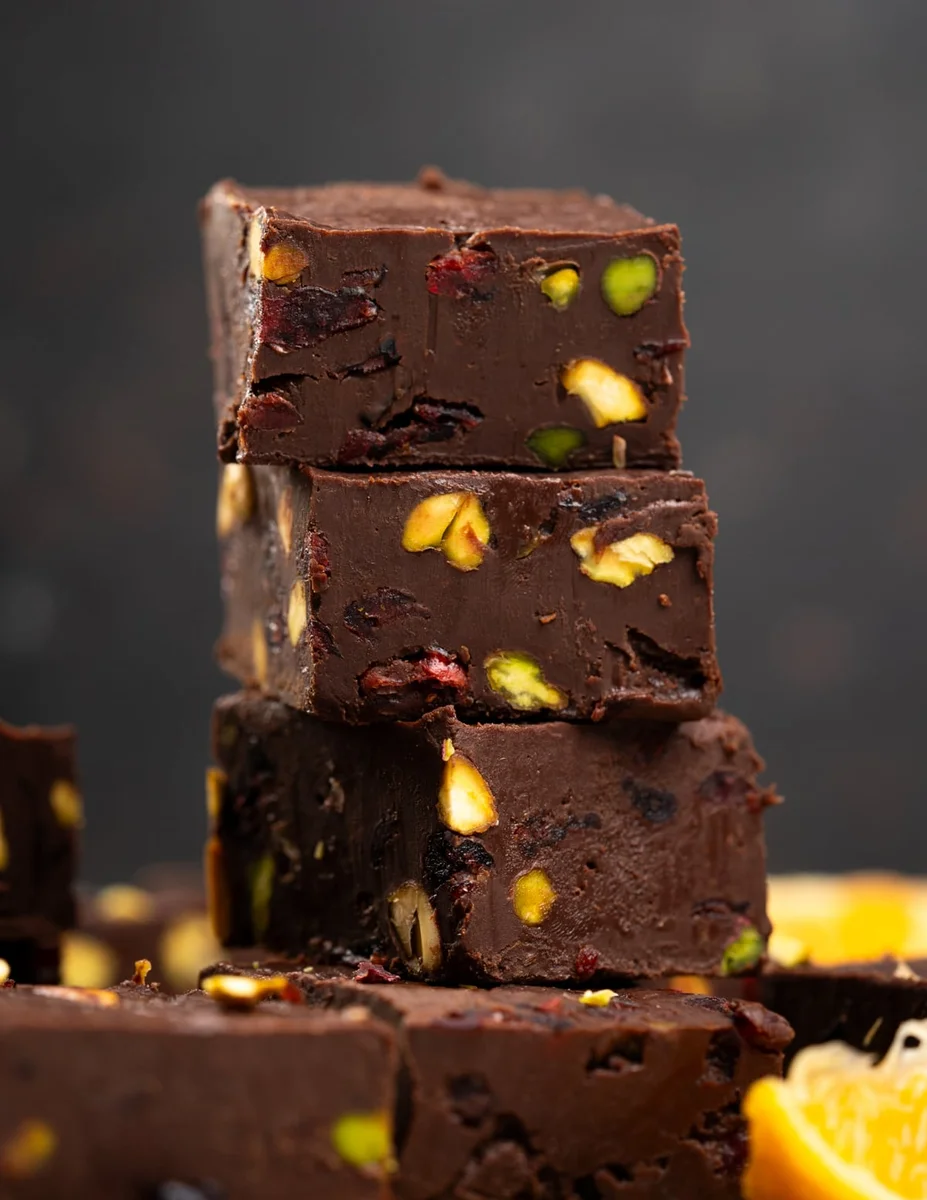 Cranberry Pistachio Chocolate Fudge