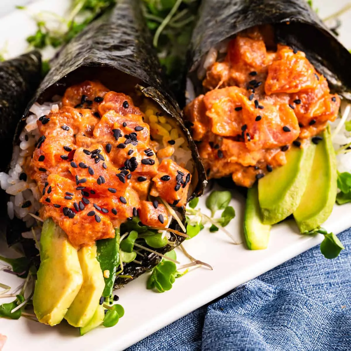 Spicy Tuna Hand Rolls (Temaki Sushi in 20 Minutes)