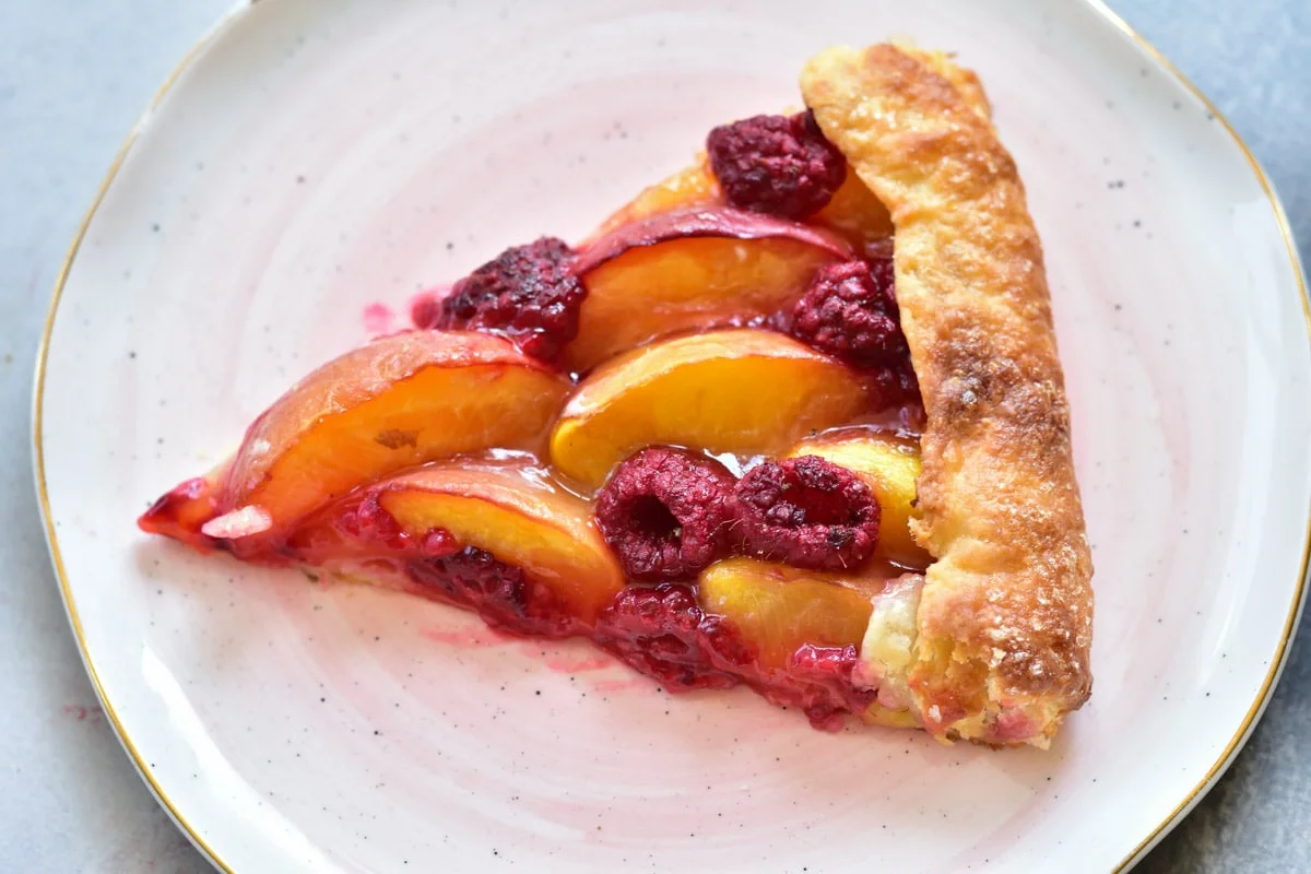 Nectarine and raspberry galette