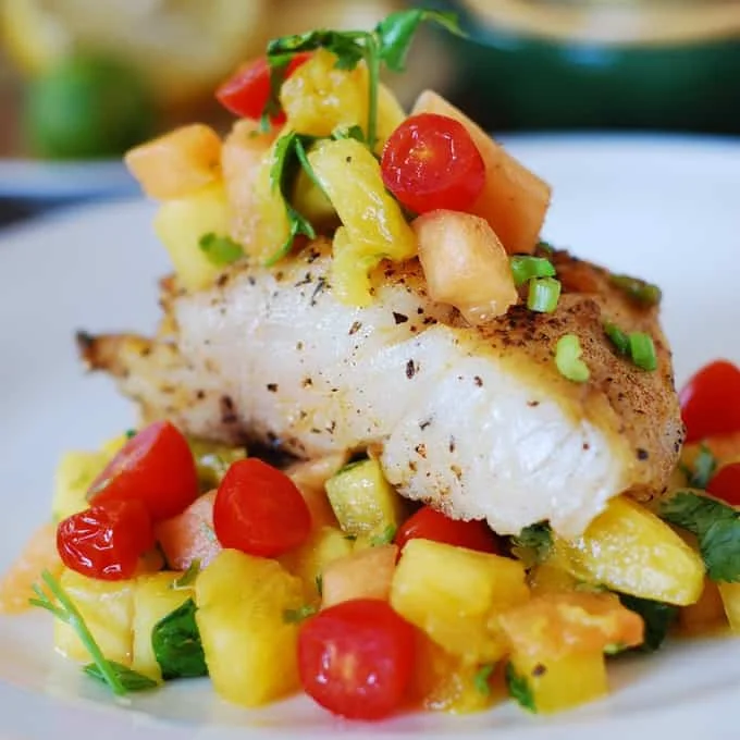 Pan-Seared Black Cod with Tropical Fruit Salsa
