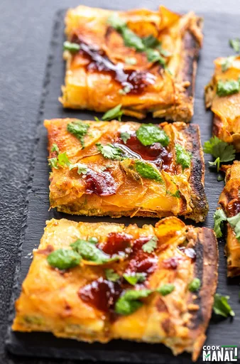 Pizza de Aloo Chaat