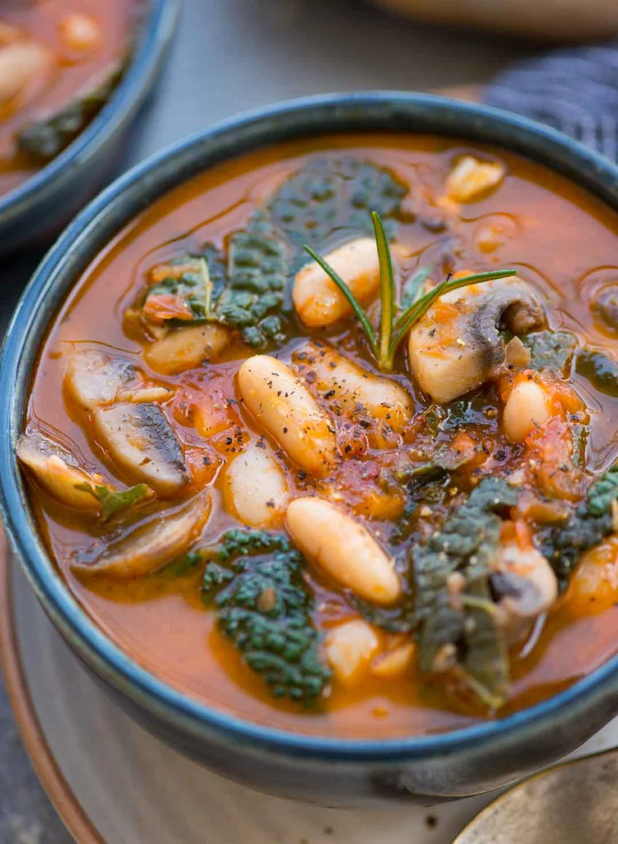 Mushroom, Kale and White Bean Soup