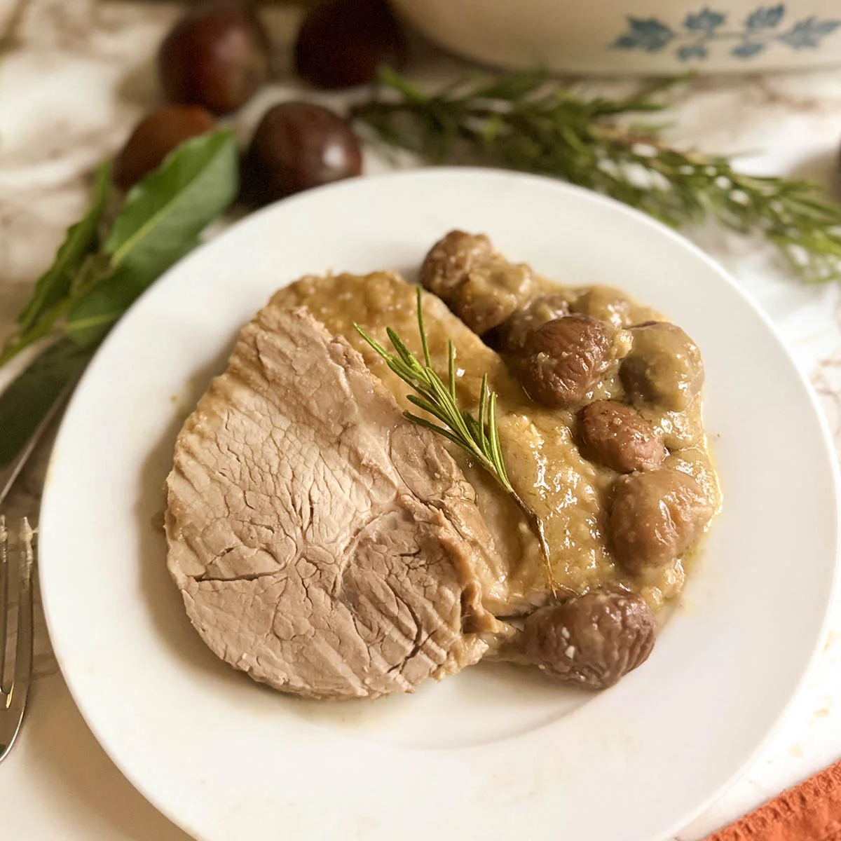Traditional Italian Roast Pork with Chestnuts