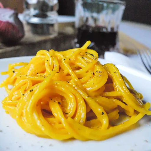 Espaguetis al azafrán cocinados al estilo risotto