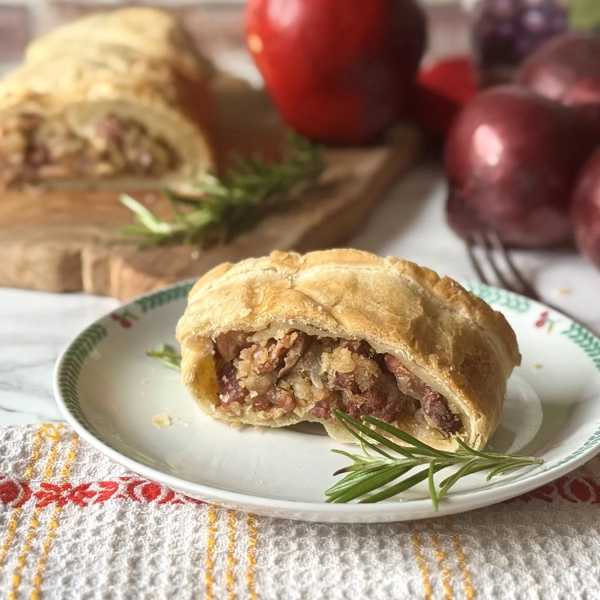 Savory Apple Strudel with Speck and Onions