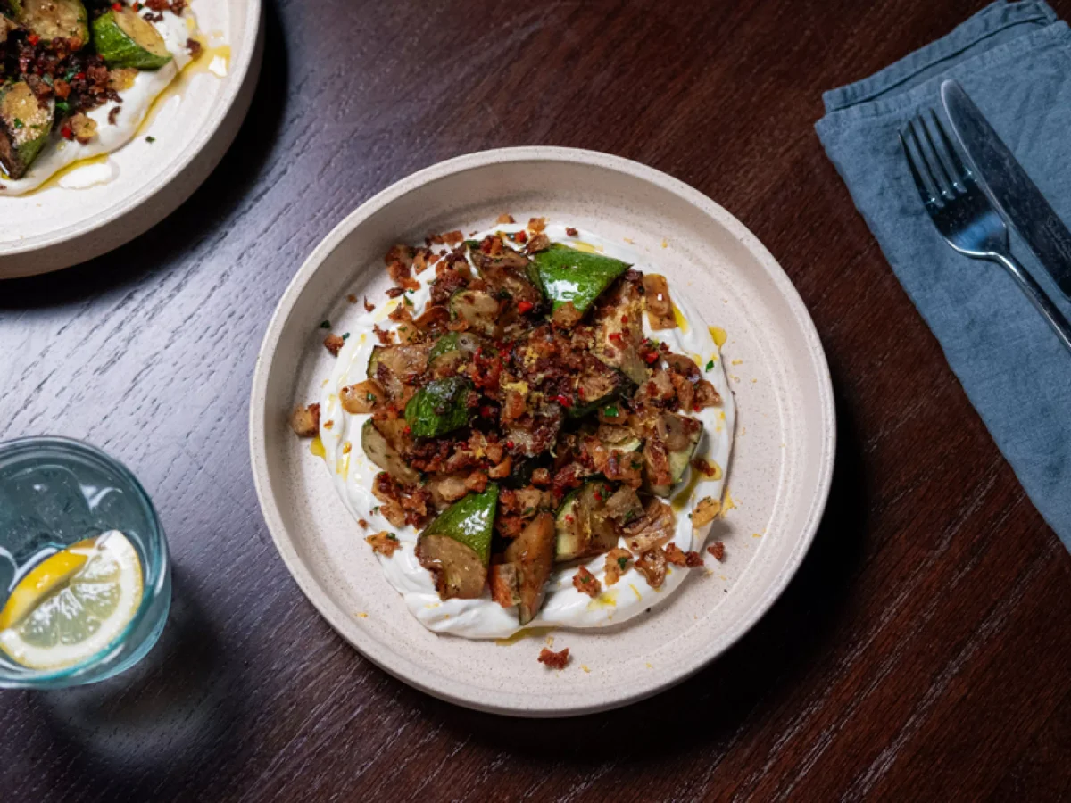 Courgettes au chèvre fouetté de Tom Kerridge