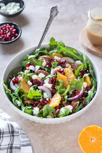 Ensalada de rúcula, naranja y granada