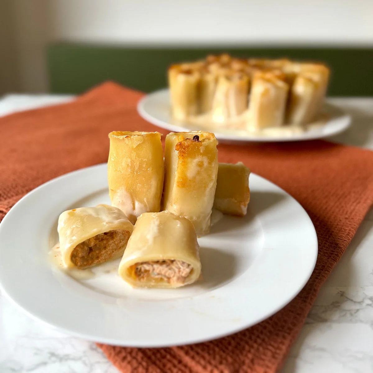 Stuffed Paccheri with Sausage and Mushrooms