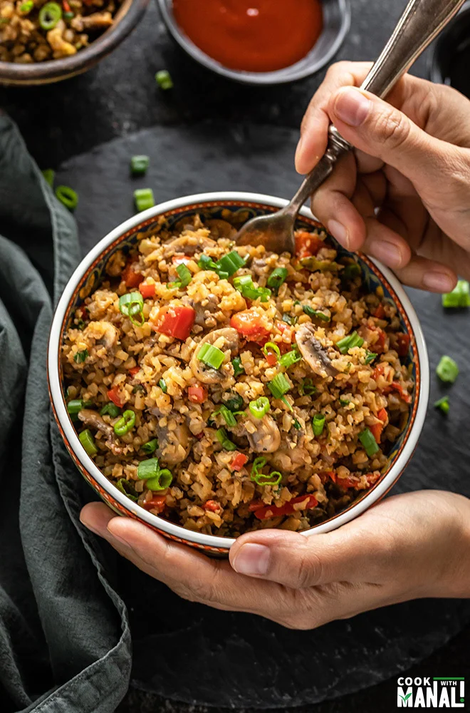 Mushroom Cauliflower Fried "Rice"