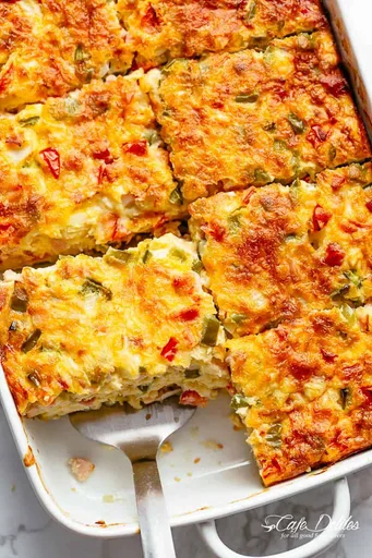 Breakfast Casserole with Hash Browns, Bacon or Sausage!