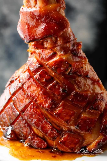 Jamón glaseado con azúcar moreno y mostaza