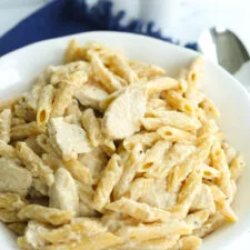 Lighter Alfredo Penne with Chicken (Quick & Easy!)