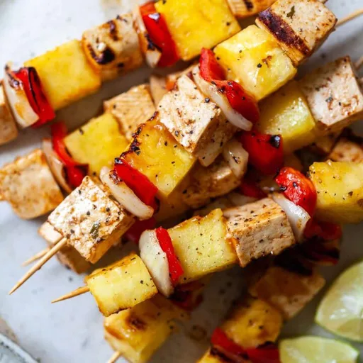 BBQ Pineapple and Tofu Skewers