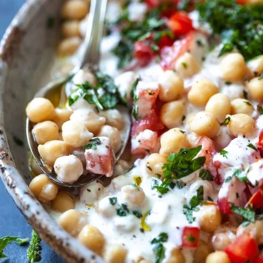 Chickpea Salad with Yogurt Tahini Dressing
